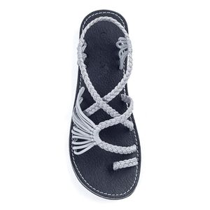 NEW Palm Leaf Flat Summer Sandals Urban Grey